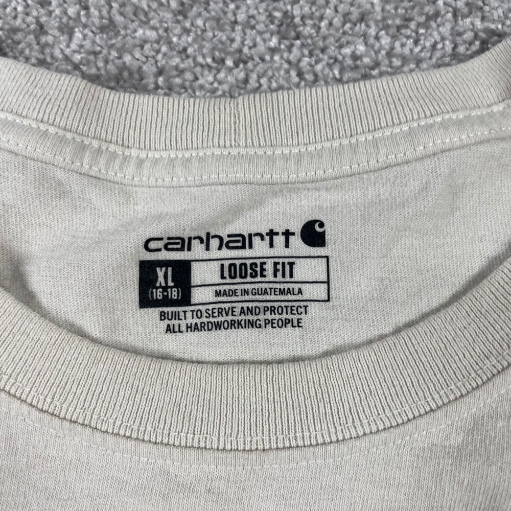 Carhartt T Shirt Womens Extra Large 16 18 Dearborn Loose Long Sleeve Logo White - Picture 4 of 13
